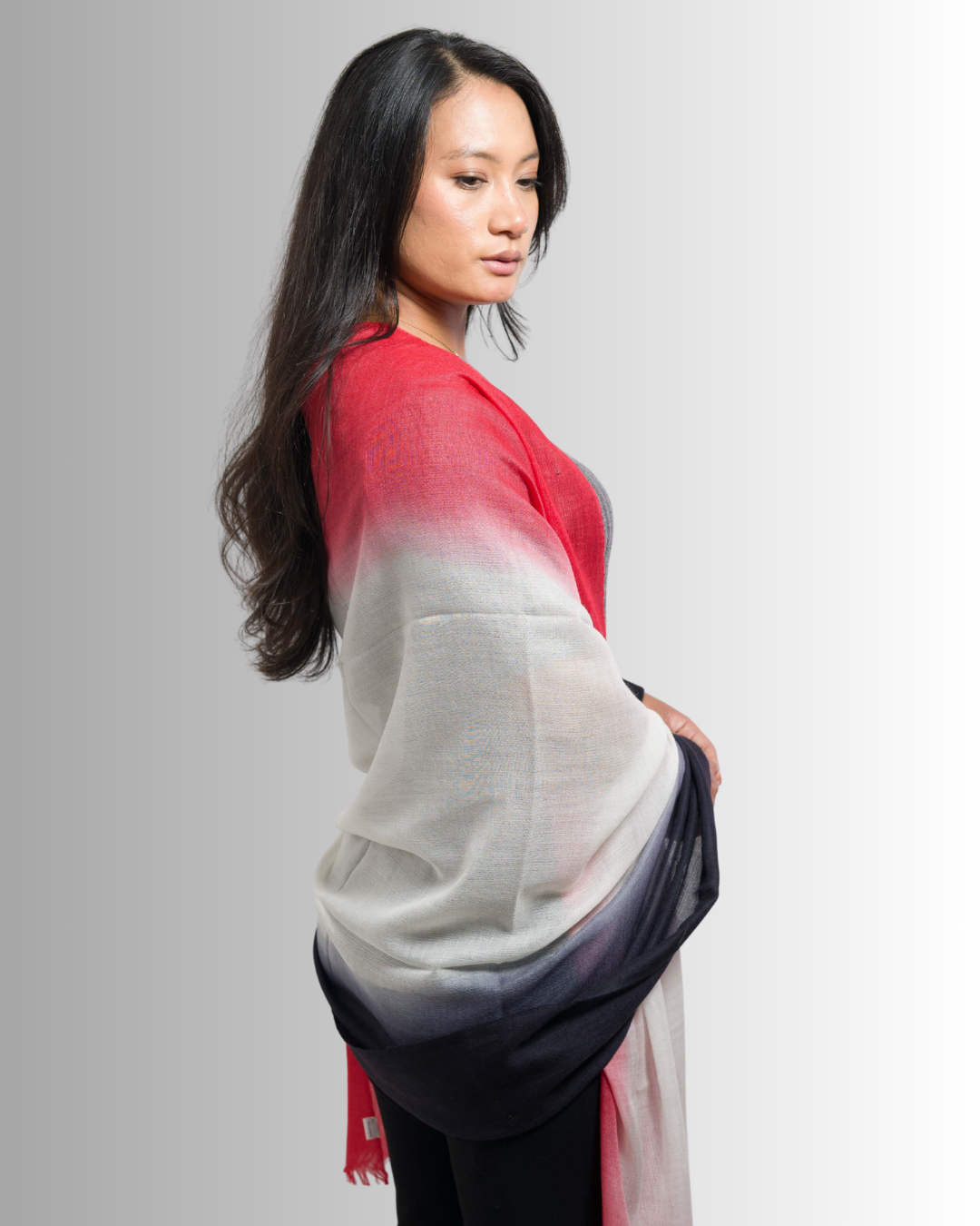 Red-White-Black Ombre - Himalaya Pashmina