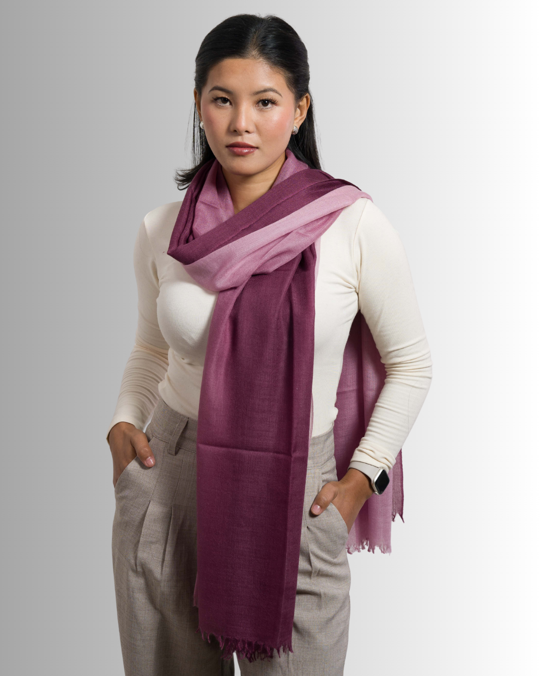 Burgundy/Pink Ombre - Himalaya Pashmina