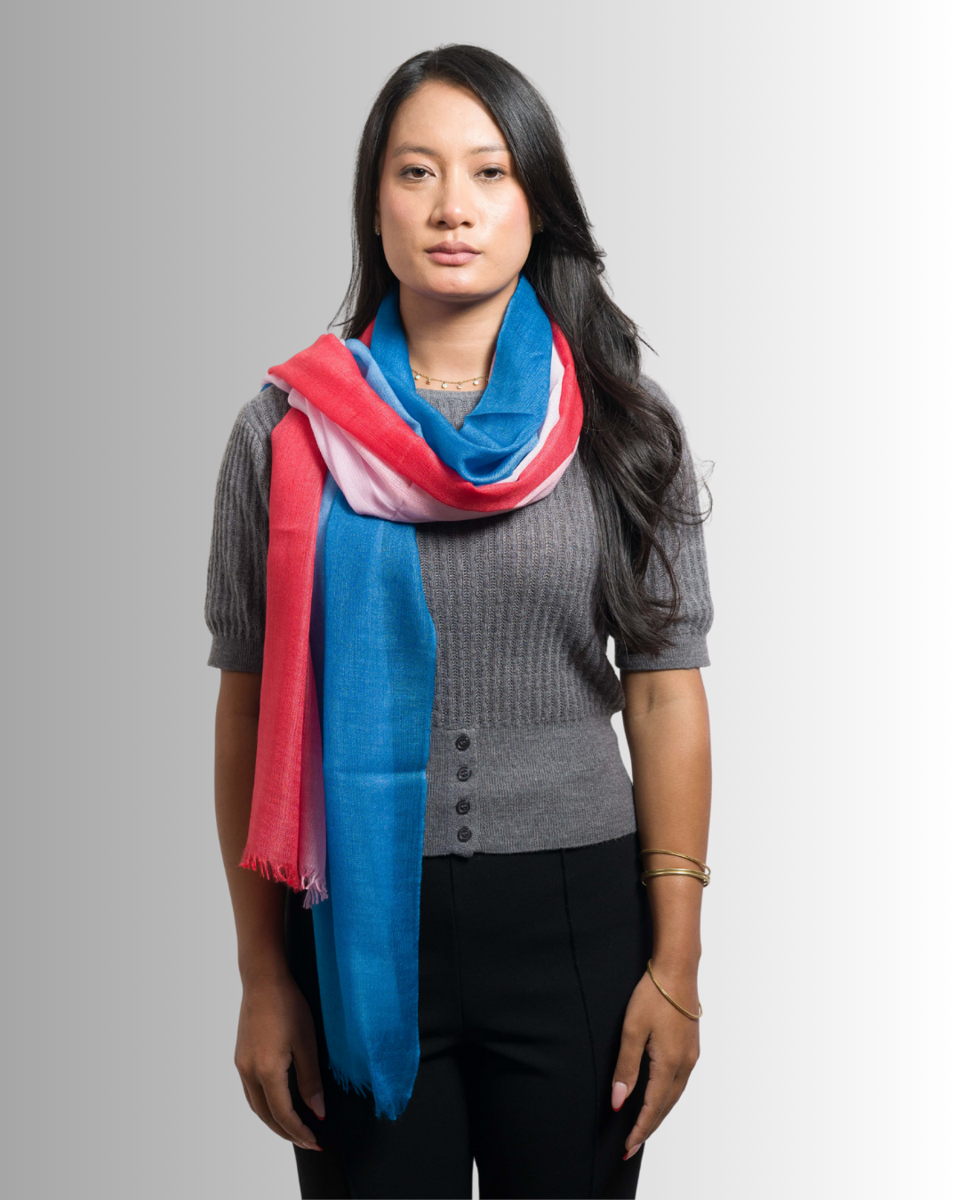 Red-Pink-Blue Ombre - Himalaya Pashmina