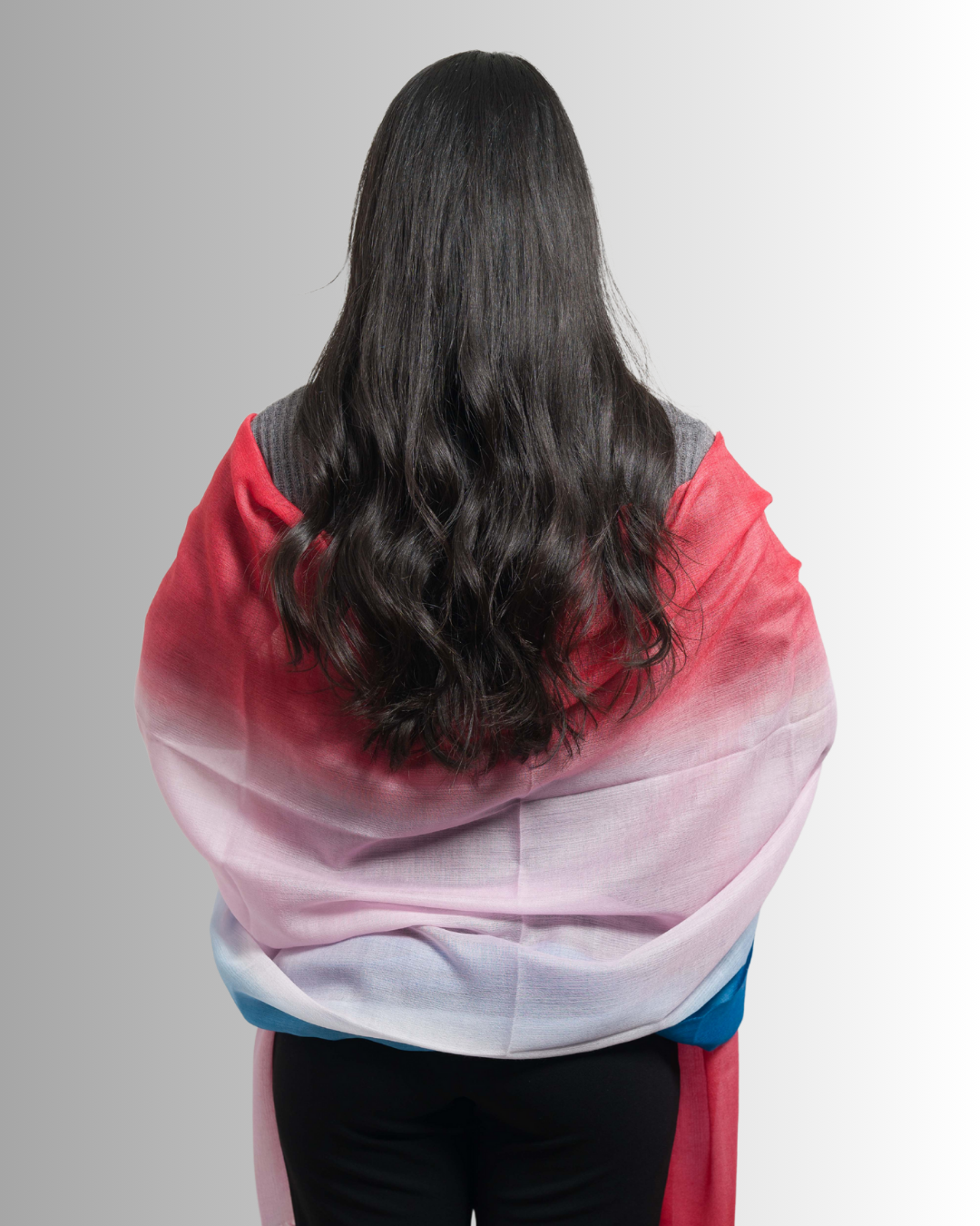 Red-Pink-Blue Ombre - Himalaya Pashmina