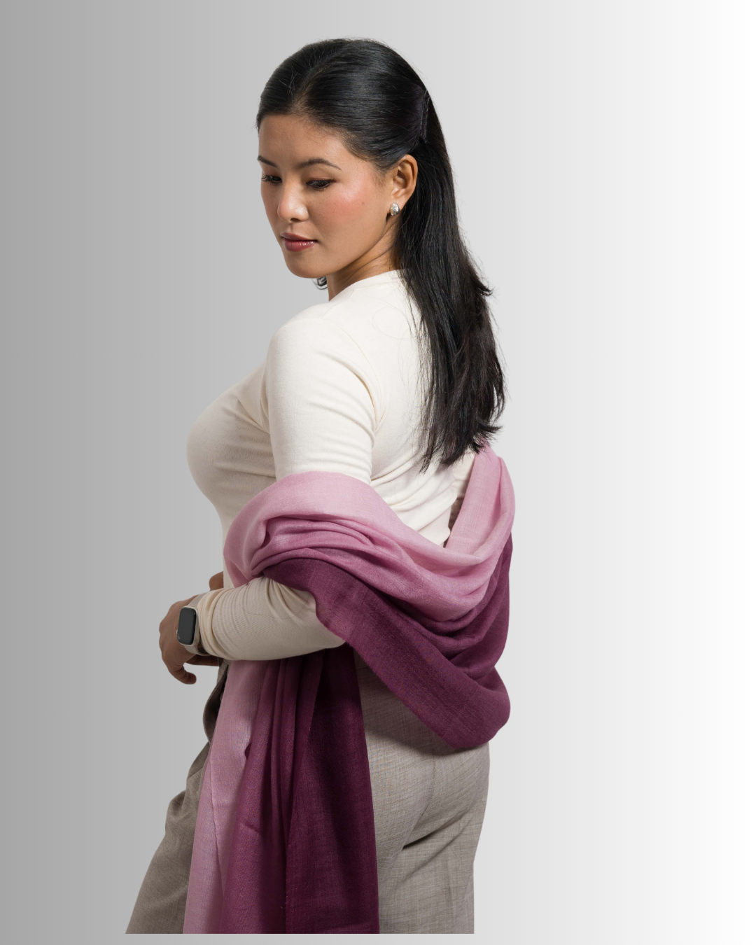 Burgundy/Pink Ombre - Himalaya Pashmina