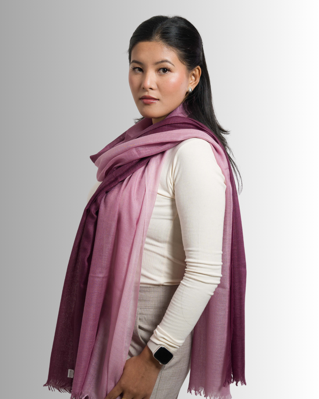Burgundy/Pink Ombre - Himalaya Pashmina
