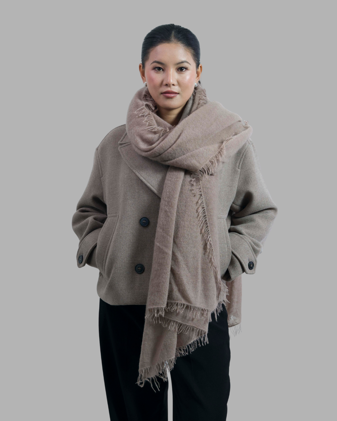 Knitted Light Beige - Himalaya Pashmina