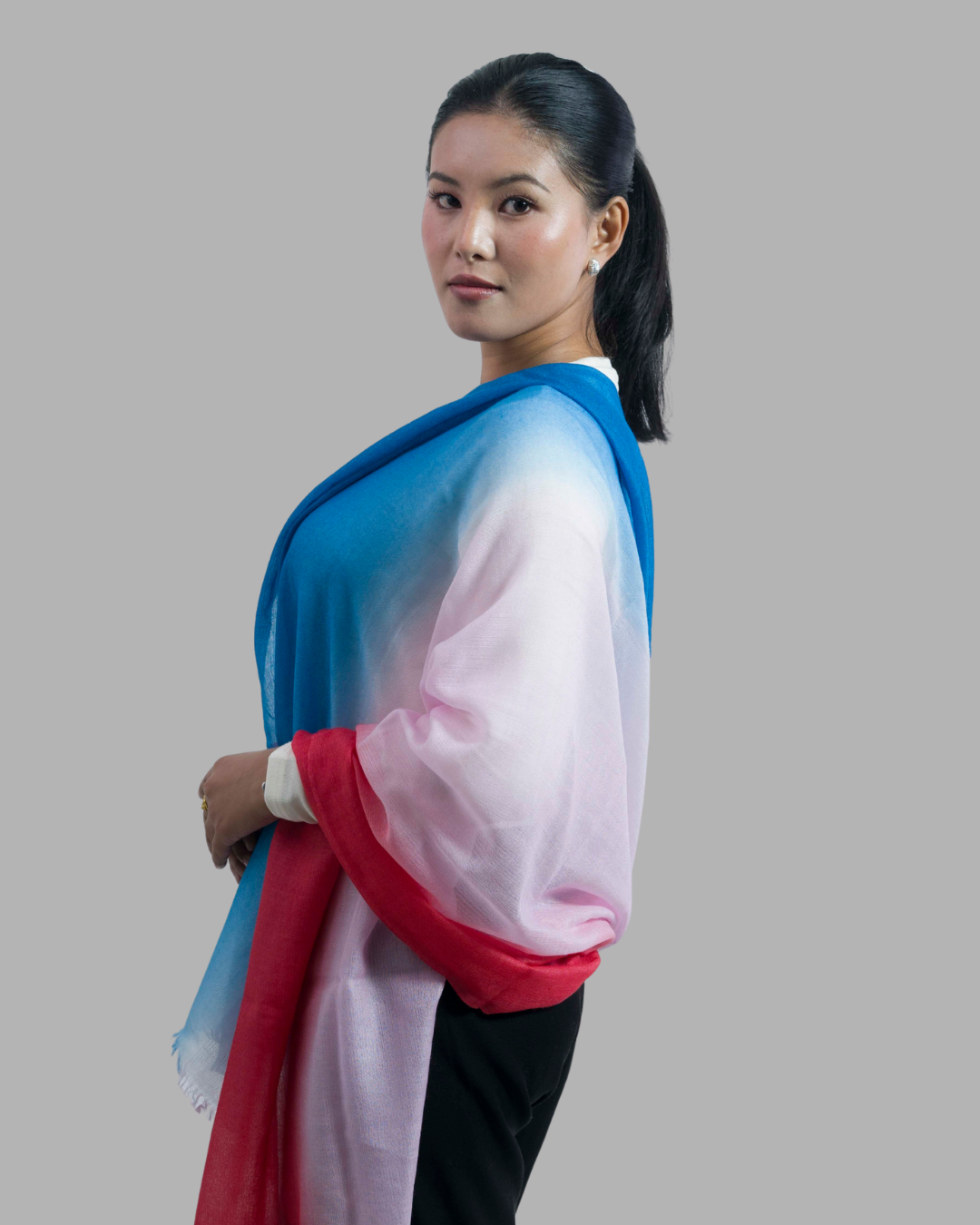 Red-Pink-Blue Ombre - Himalaya Pashmina