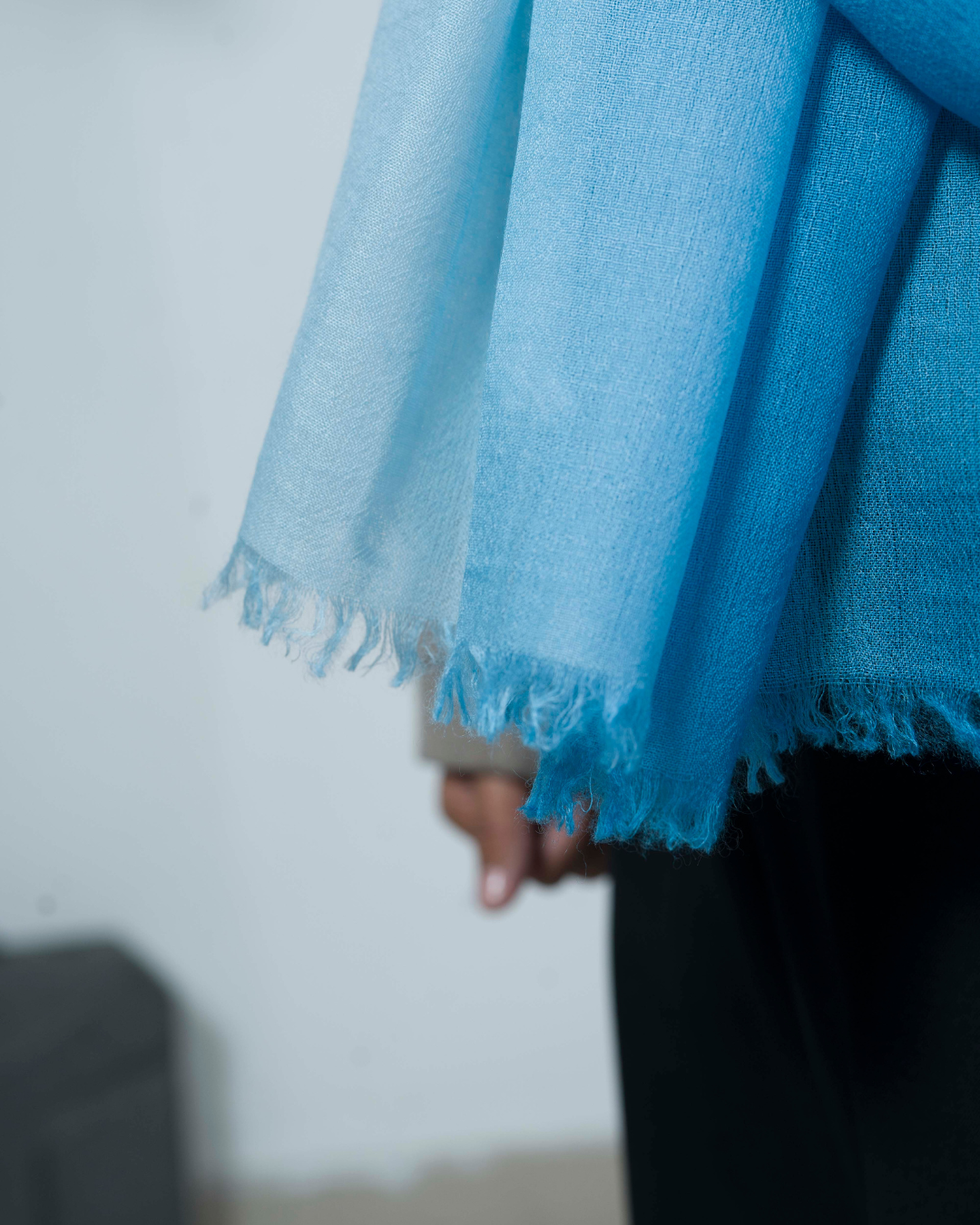 Light Blue& White Mix Ombre - Himalaya Pashmina
