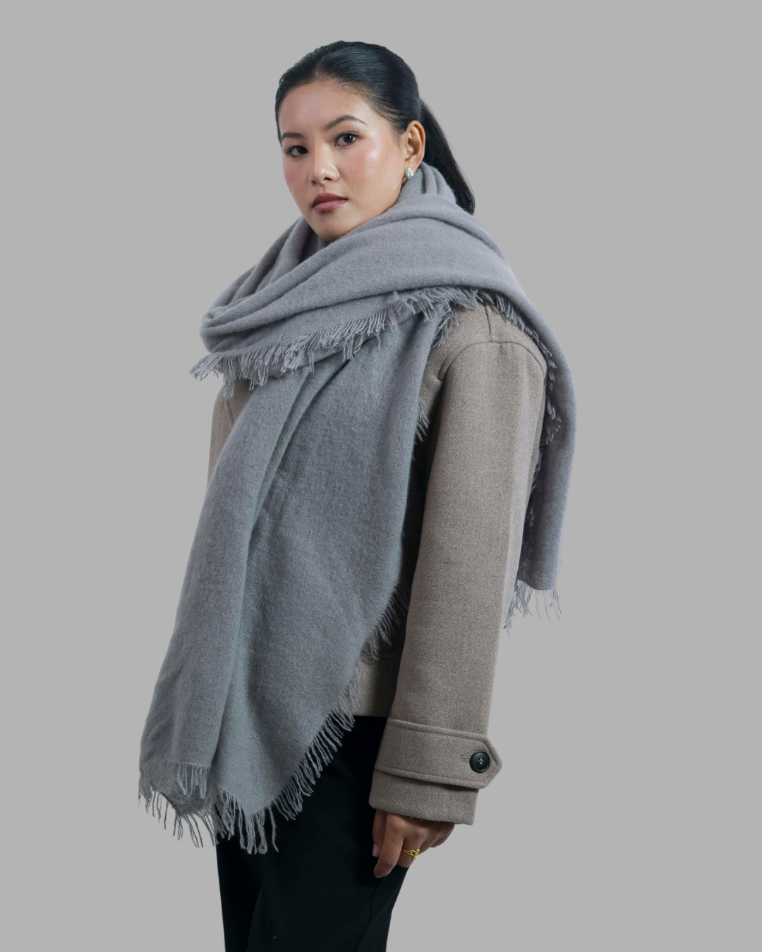 Knitted Light Gray - Himalaya Pashmina