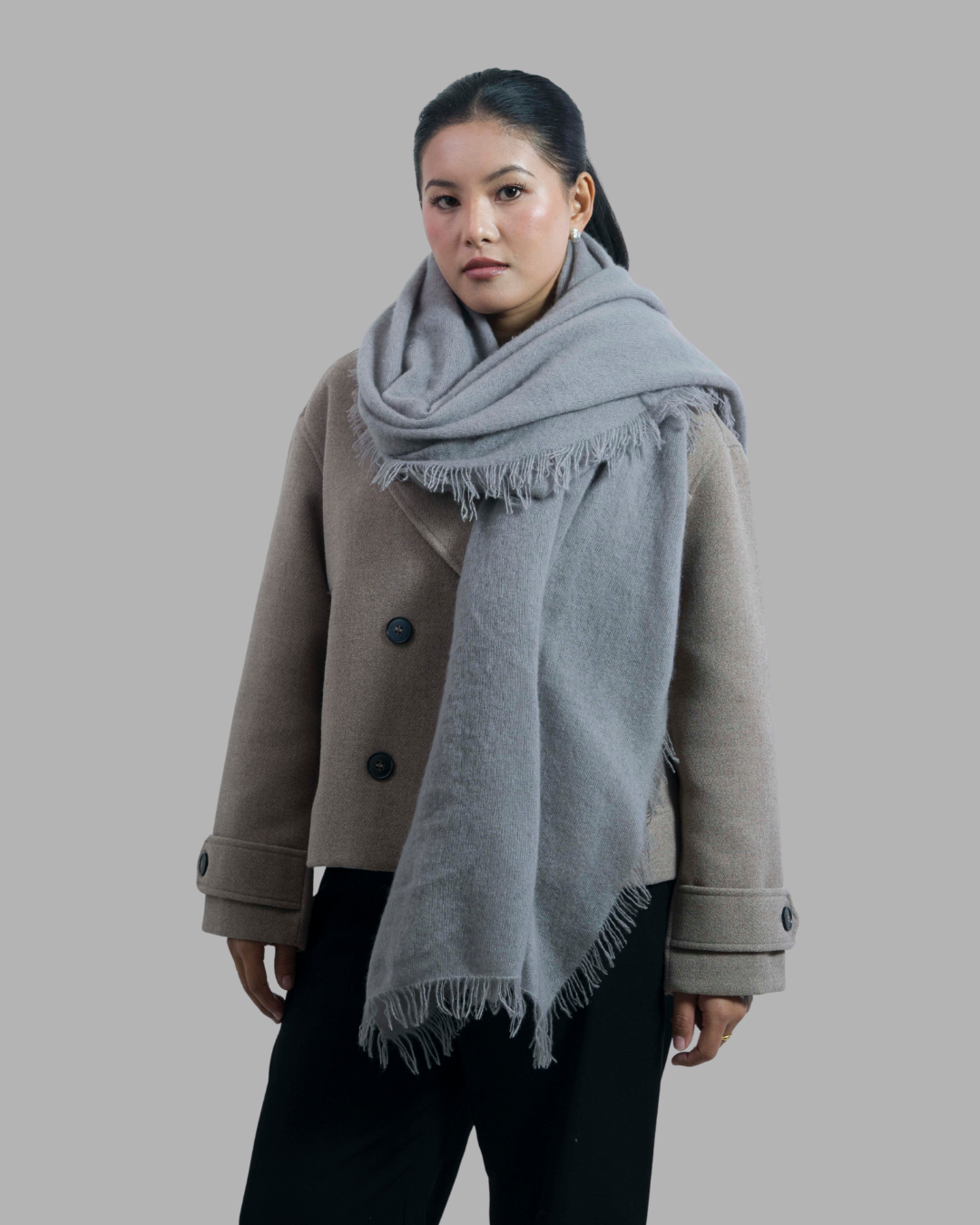 Knitted Light Gray - Himalaya Pashmina