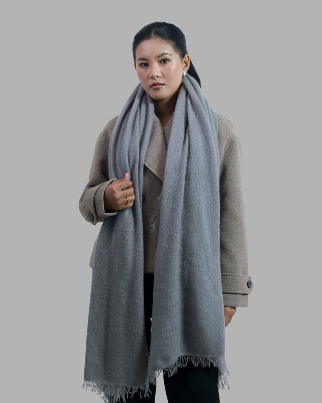 Knitted Light Gray - Himalaya Pashmina