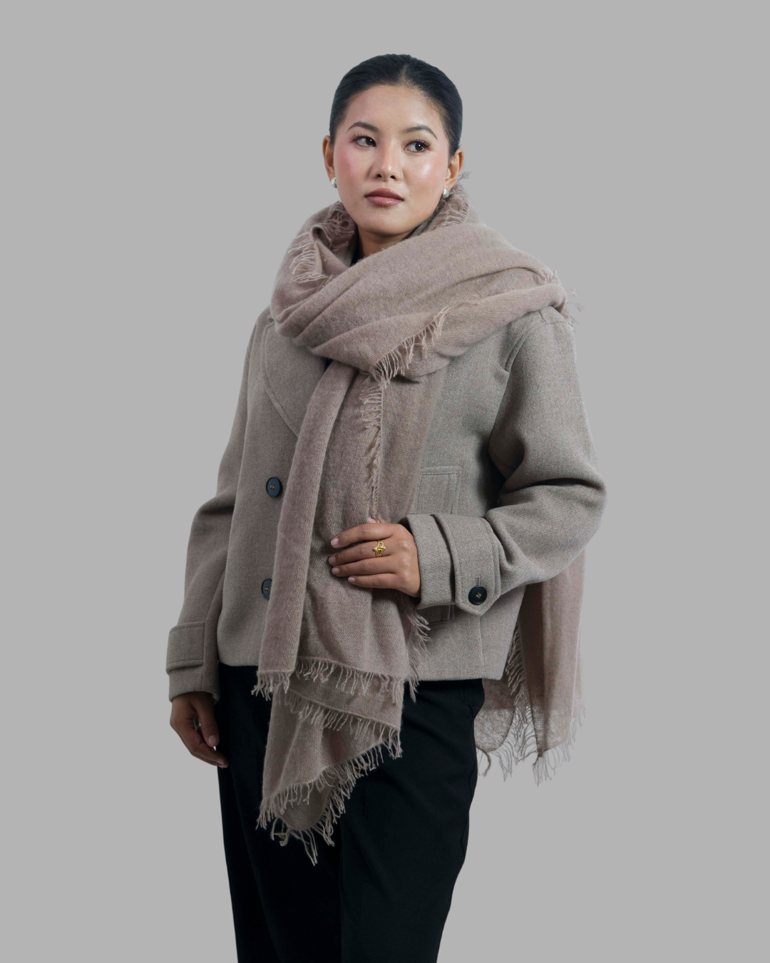 Knitted Light Beige - Himalaya Pashmina